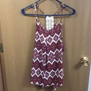 Cute Red Patterned Tank Top